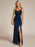 Sparkly Straps Sequin Cruise Journey Slit Evening Dress