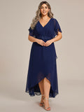 Plus Size V-Neck Applique Formal Dress with Flutter Sleeves