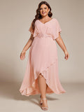 Plus Size V-Neck Applique Formal Dress with Flutter Sleeves