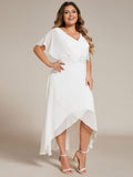 Plus Size V-Neck Applique Formal Dress with Flutter Sleeves