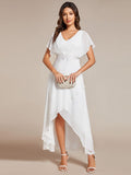 Charming V-Neck Waist Applique Formal Dress with Flutter Sleeves