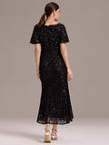 Sparkly V-Neck Sequin Embroidery Mermaid Formal Dress