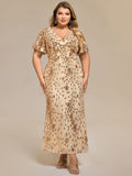 Plus Size V-Neck Sequin Embroidery Mermaid Formal Dress