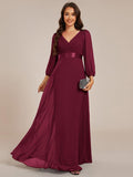 Simple V-Neck Empire Waist Chiffon A-Line Formal Evening Dress