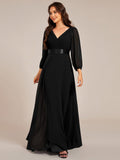 Simple V-Neck Empire Waist Chiffon A-Line Formal Evening Dress