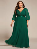 Plus Size V-Neck Empire Waist Chiffon Formal Evening Dress