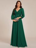 Simple V-Neck Empire Waist Chiffon A-Line Formal Evening Dress