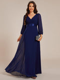 Simple V-Neck Empire Waist Chiffon A-Line Formal Evening Dress