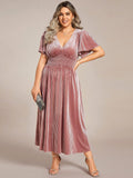 Plus Size Empire Waist A-Line Velvet Wedding Guest Dress
