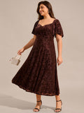 Elegant Swwtheart Velvet Tea Length Wedding Guest Dress