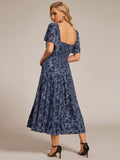 Elegant Swwtheart Velvet Tea Length Wedding Guest Dress