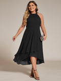 Plus Size Halter High-Low Wedding Guest Dress