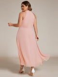 Plus Size Halter High-Low Wedding Guest Dress
