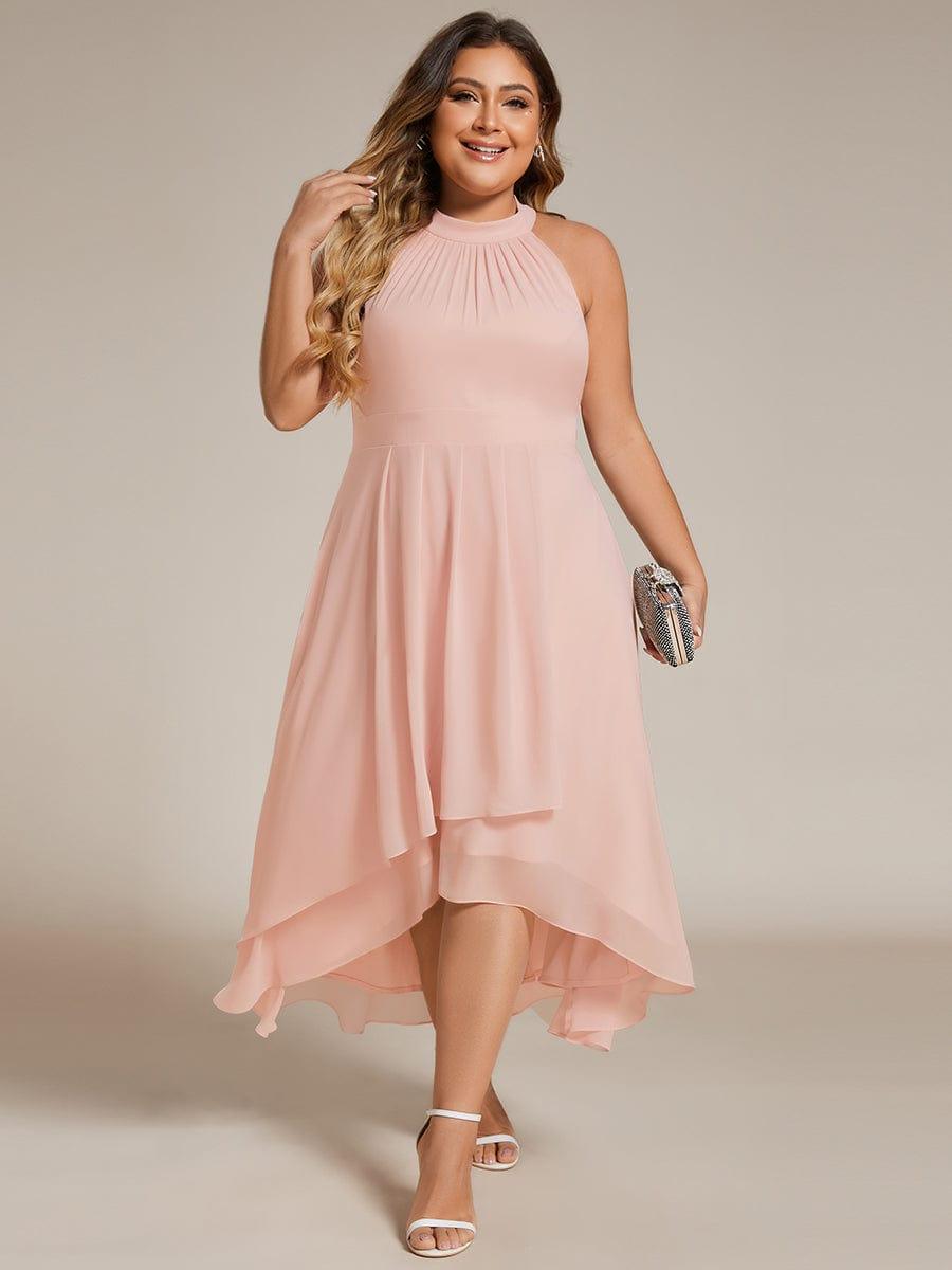 Plus Size Halter High-Low Wedding Guest Dress