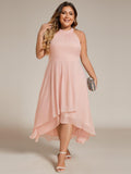 Plus Size Halter High-Low Wedding Guest Dress