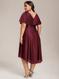 Plus Size Ruched A-Line Midi Wedding Guest Dress