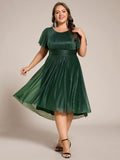 Plus Size Round Neck Empire Waist Wedding Guest Dress