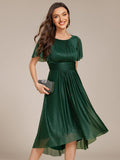 Elegant A-Line High-Low Formal Dress with Flutter Sleeve
