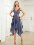 Chic V-Neck Lace Asymmetrical A-Line Prom Dress