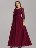 Plus Size Lace Long Sleeves A-Line Evening Dress