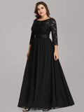 Plus Size Lace Long Sleeves A-Line Evening Dress