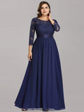 Plus Size Lace Long Sleeves A-Line Evening Dress