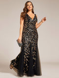 Plus Size V-Neck Sequin Long Mermaid Formal Dresses & Gowns