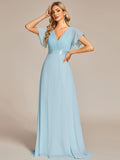 Sky Blue Chiffon Empire Waist Bridesmaid Dress #color_Sky Blue
