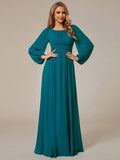 Elegant Long Sleeve A-Line Chiffon Mother Dress