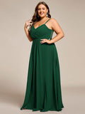 Plus Size Spaghetti Straps Pleated Bridesmaid Dress with Open Back