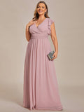 Plus Size V-Neck Bridesmaid Dress with Cutout Back