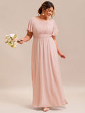 Plus Size Formal Empire Waist A-Line Chiffon Bridesmaid Dress