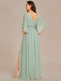Elegant Pleated A-Line Chiffon Bridesmaid Dress with Slit