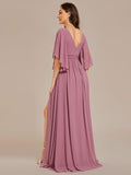 Elegant Pleated A-Line Chiffon Bridesmaid Dress with Slit