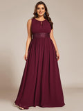 Plus Size Jewel Empire Waist Pleated A-Line Bridesmaid Dress