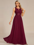 Classic Jewel Sleeveless Pleated Chiffon Bridesmaid Dress