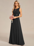 Classic Jewel Sleeveless Pleated Chiffon Bridesmaid Dress