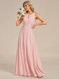 Classic Jewel Sleeveless Pleated Chiffon Bridesmaid Dress