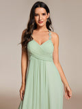Floral Halter Pleated Chiffon A-Line Bridesmaid Dress