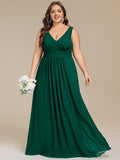 Plus Size Sleeveless Pleated Chiffon Bridesmaid Dress
