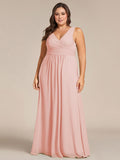 Plus Size Sleeveless Pleated Chiffon Bridesmaid Dress