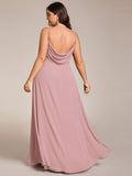 Plus Size Straps V-Neck Pleated Chiffon A-Line Long Dress