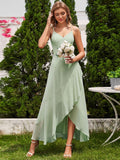 Chic Spaghetti Straps Ruffle Chiffon Bridesmaid Dress