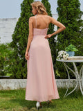Chic Spaghetti Straps Ruffle Chiffon Bridesmaid Dress