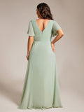 Plus Size Ruched A-Line Chiffon Bridesmaid Dress with Slit