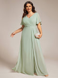 Plus Size Ruched A-Line Chiffon Bridesmaid Dress with Slit