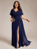Plus Size Ruched A-Line Chiffon Bridesmaid Dress with Slit