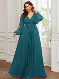 Plus Size Navy Blue A-Line Chiffon Formal Dress