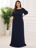 Plus Size Round Neck Beaded Wedding Guest Dress