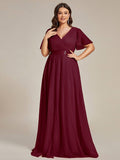 Plus Size V-Neck A-Line Tulle Formal Bridesmaid Dress